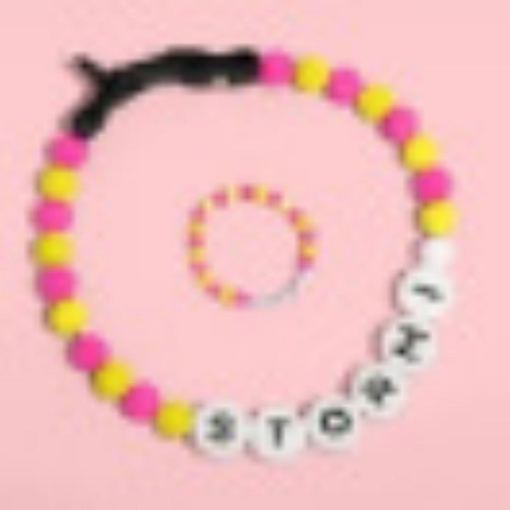 Pet Beaded Name Collar With Bracelet Set Custom Dog Collar With Beads DIY Name Dog Letter Necklace Dog Pearl Beaded Collar