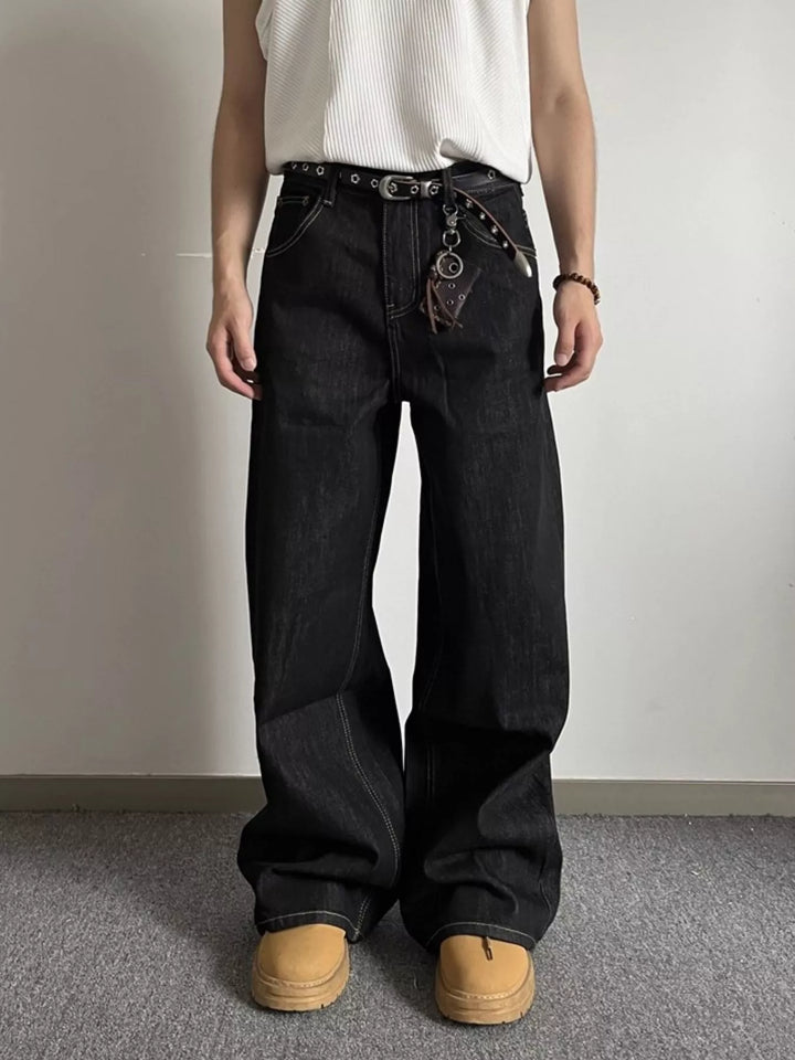 Men's Full Size Wide Leg Wash Jeans Plus Size