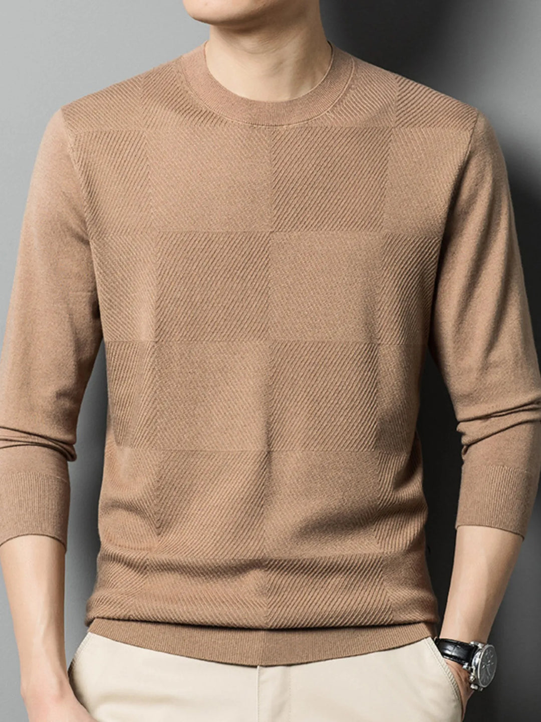 Men's Plus Size Round Neck Long Sleeve Sweater