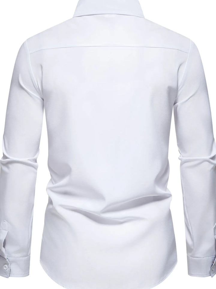 Men's Button-Down Shirt with Checkered Contrast Trim
