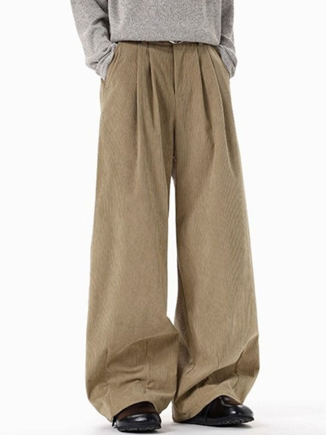 Men's Plus Size Pleated Detail Wide Leg Pants