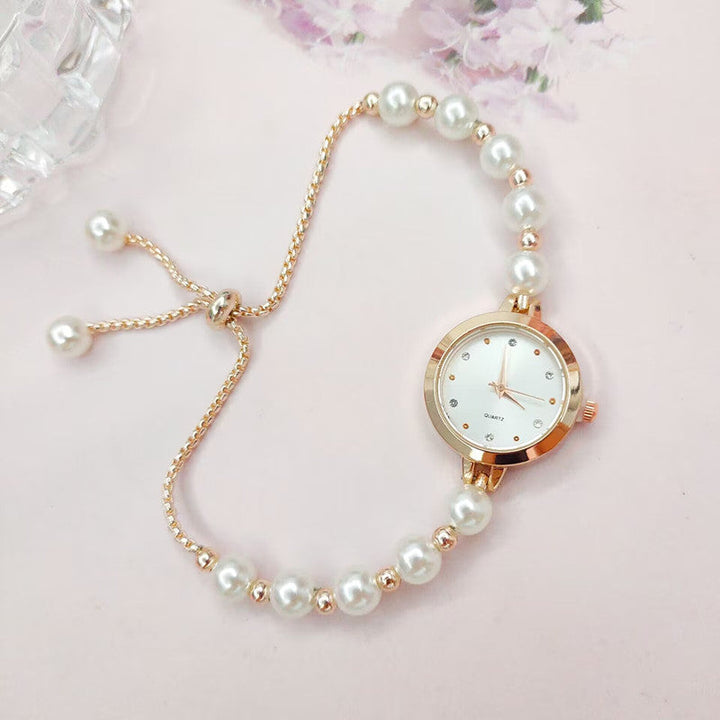 New Pearl Bracelet Watch Womens Quartz Watch