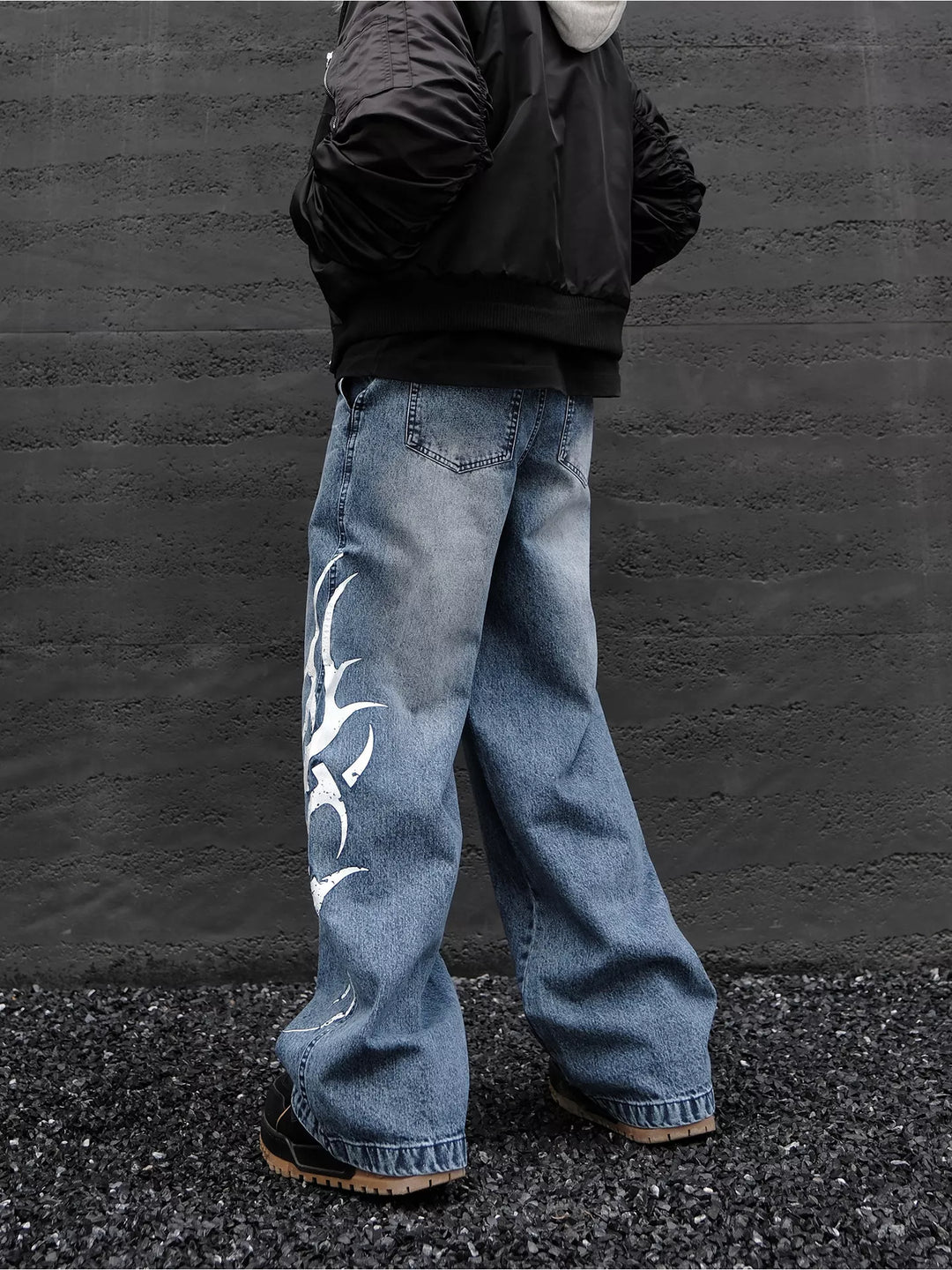 Men's Full Size Printed Wide Leg Jeans Plus Size