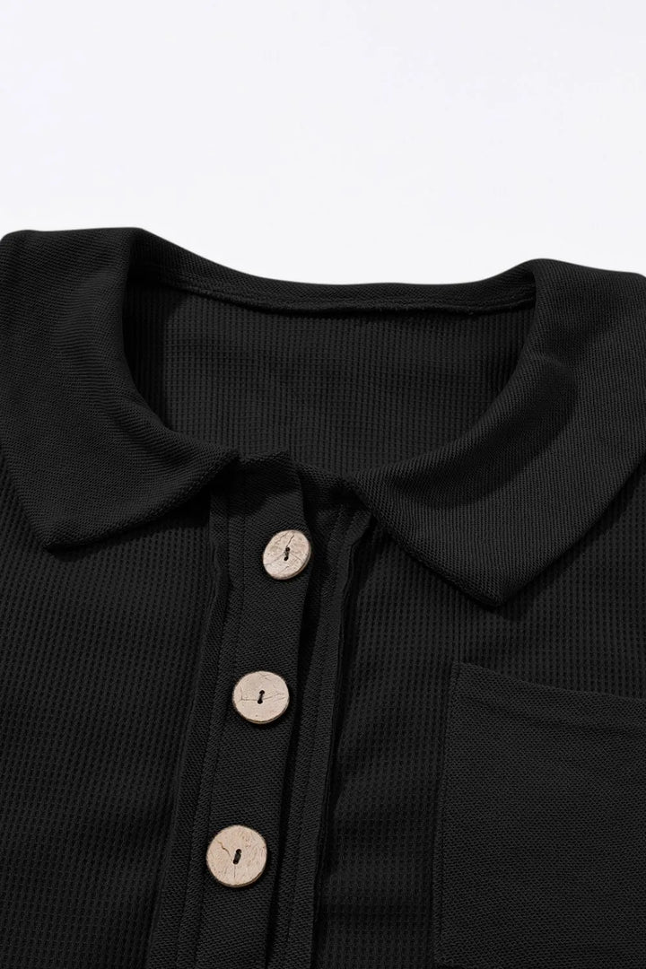Waffle Knit Button Front Dress