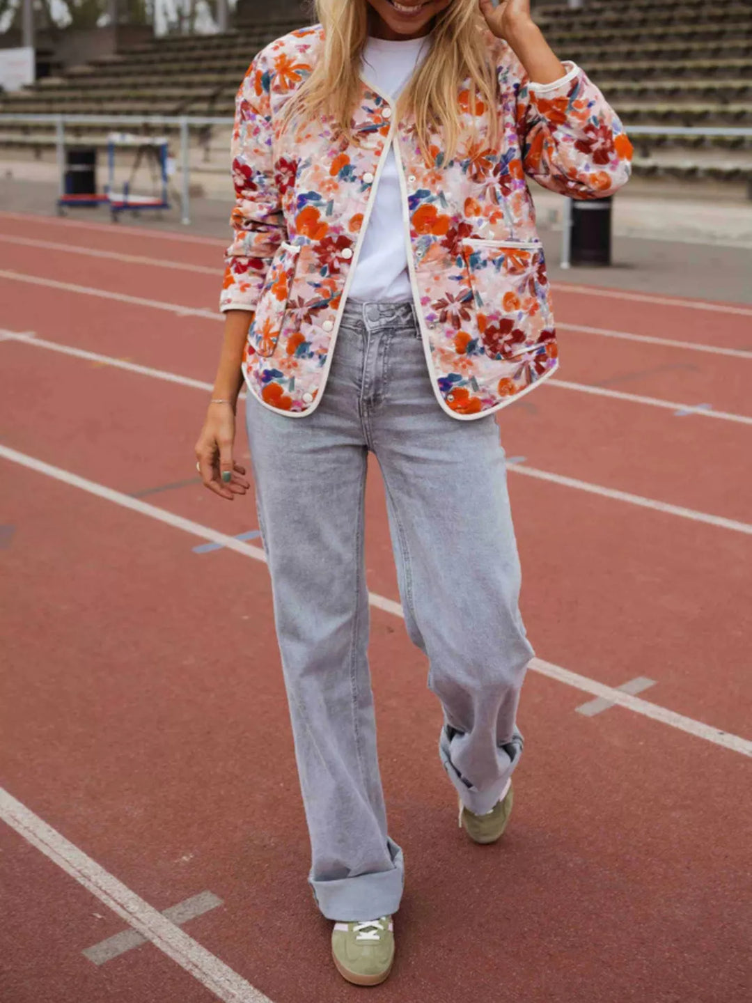 Floral Print Quilted Lightweight Outerwear