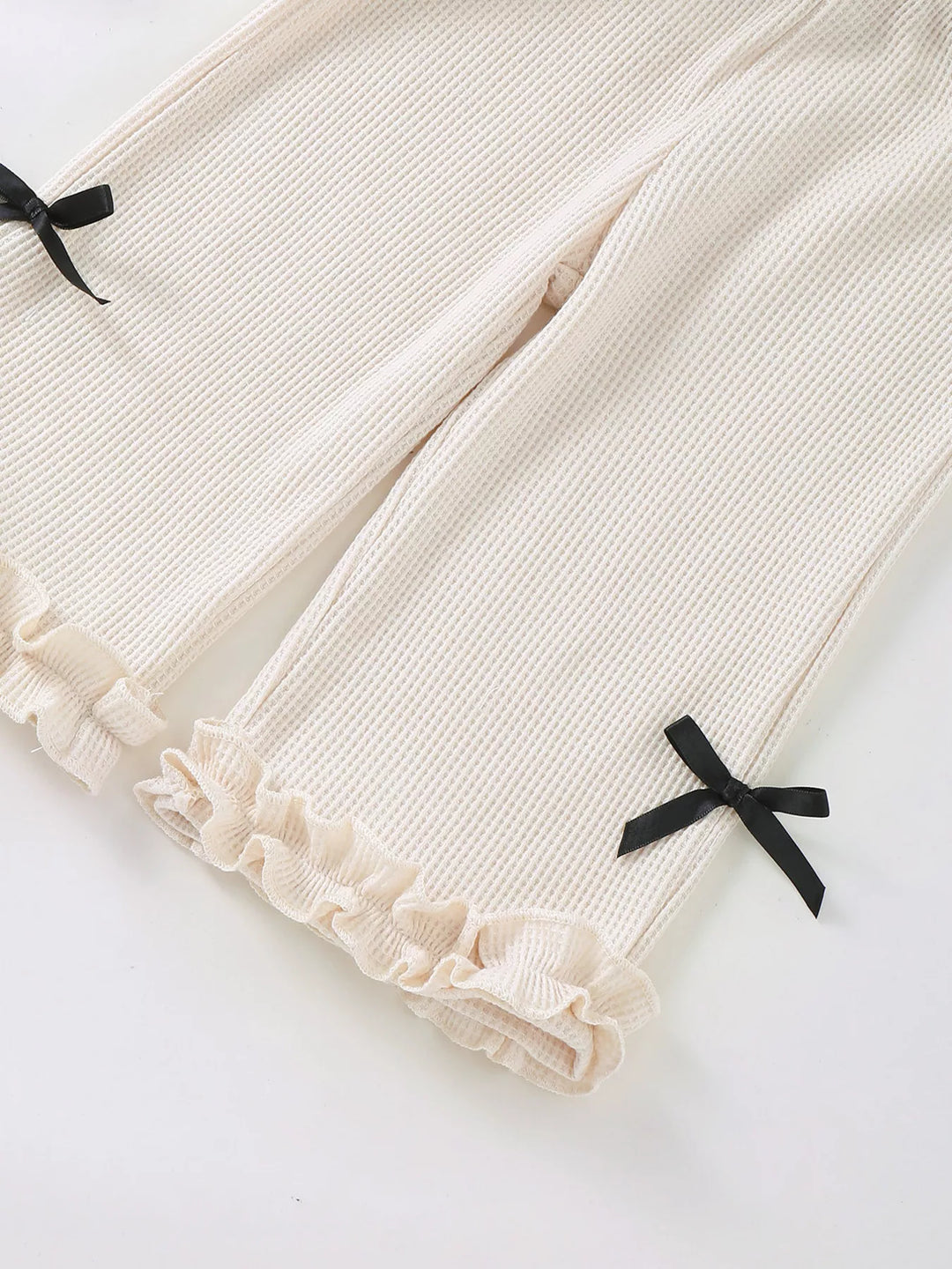 Children's Bow Waffle Knit Top and Pants Set