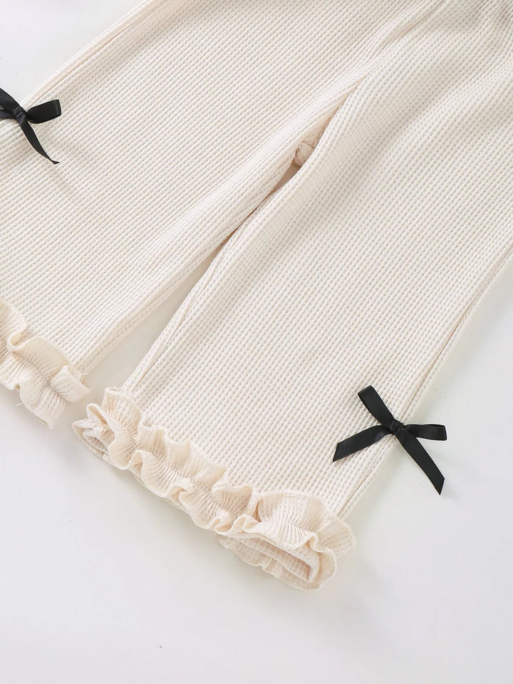 Children's Bow Waffle Knit Top and Pants Set