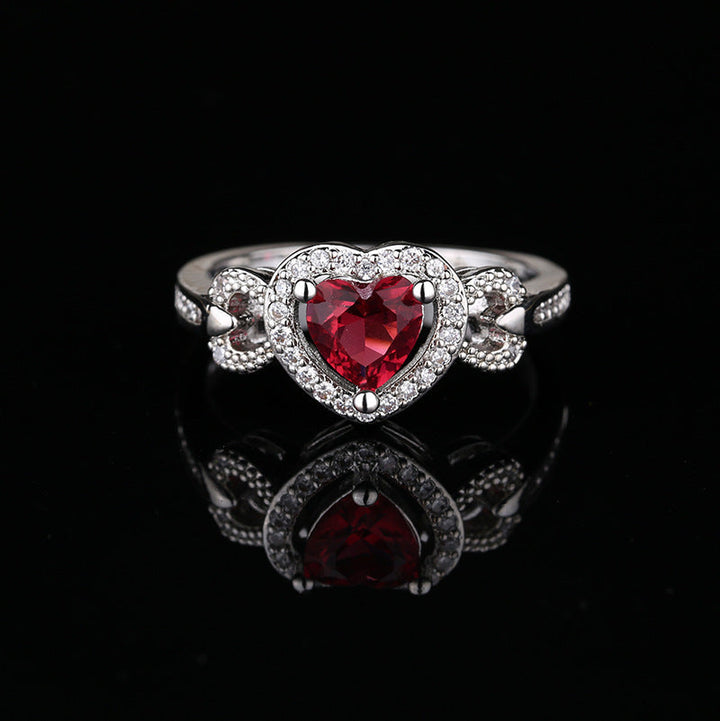 Women's Red Heart-shaped Wedding Ring Personalized Bracelet