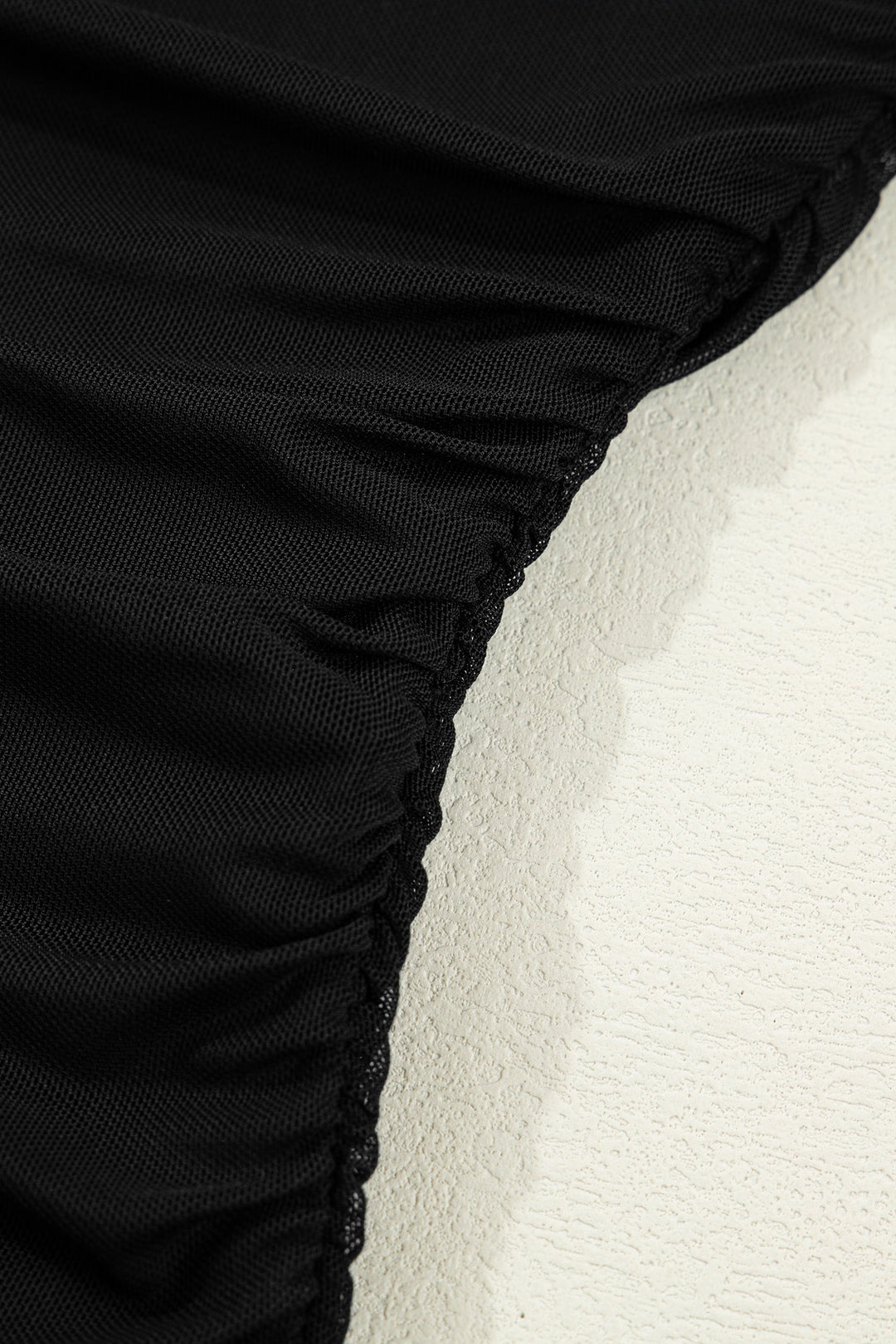 Black Sheer Mesh Patchwork High Neck Long Sleeve Top