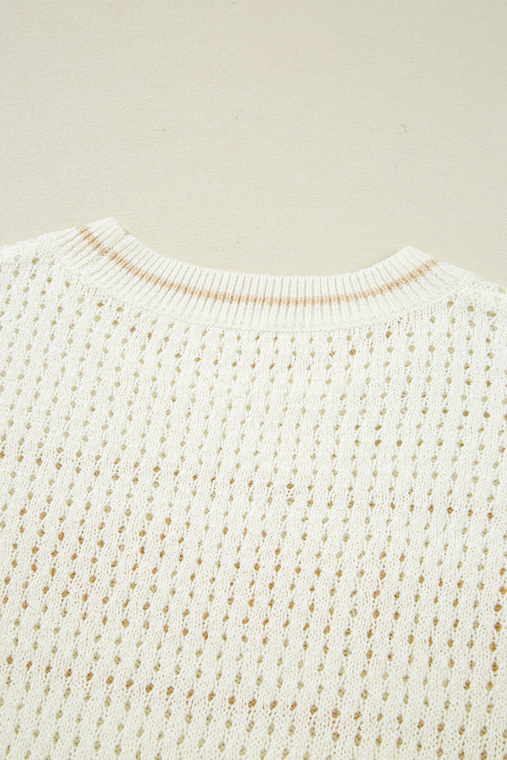 White BEACH Hollow Out Knitted Lightweight Dolman Sweater