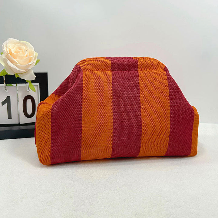 Womens Knitted Bag Striped Clutch