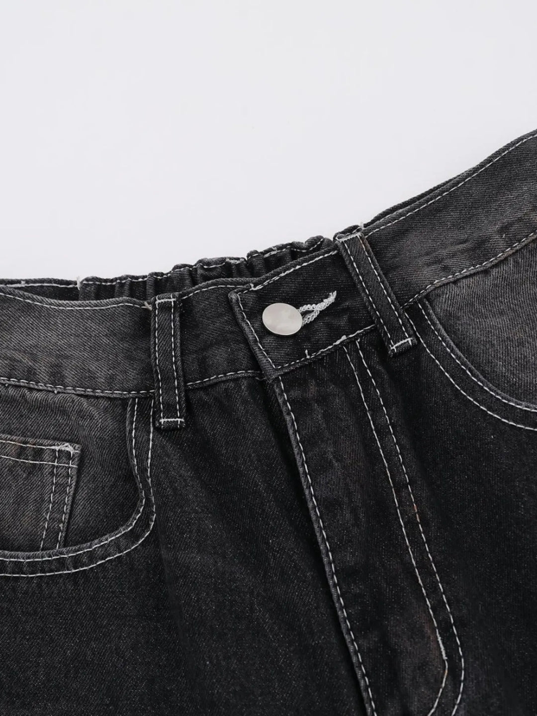 Men's Vintage Washed Wide Leg Denim Jeans