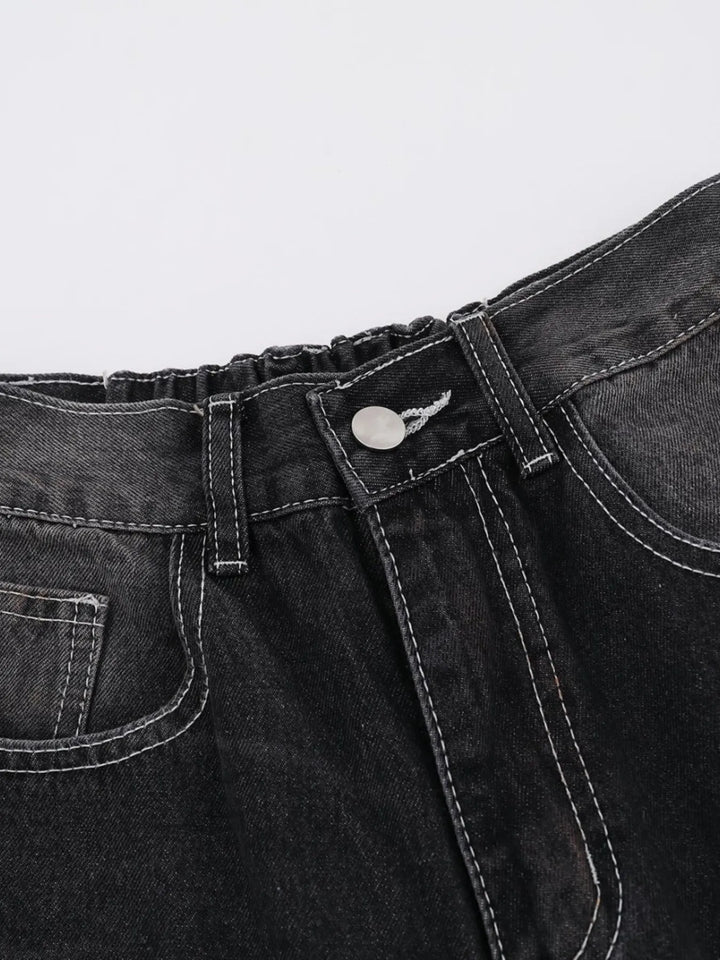 Men's Vintage Washed Wide Leg Denim Jeans