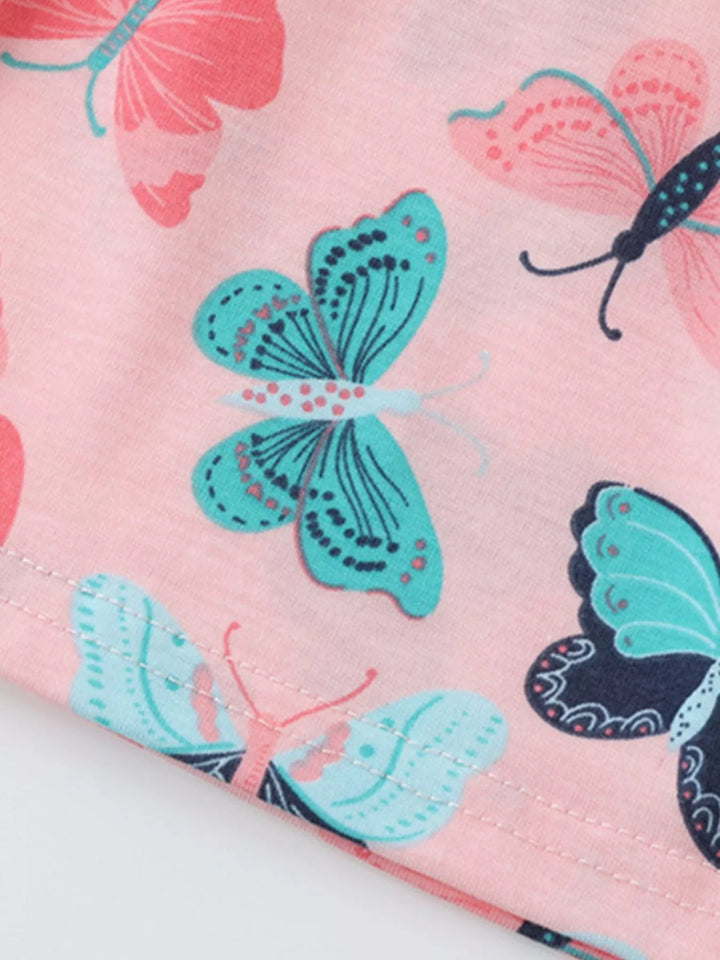 Children's Butterfly Print Ruffle Sleeve Dress
