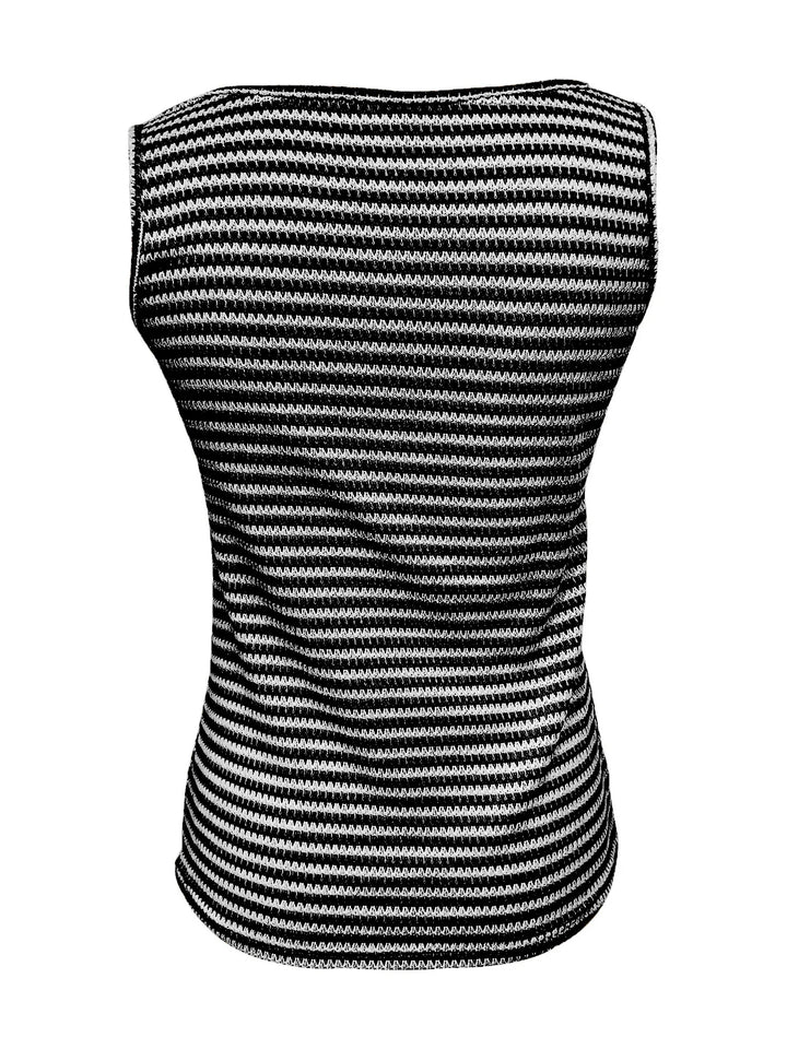 Striped Button Front Knit Tank Top