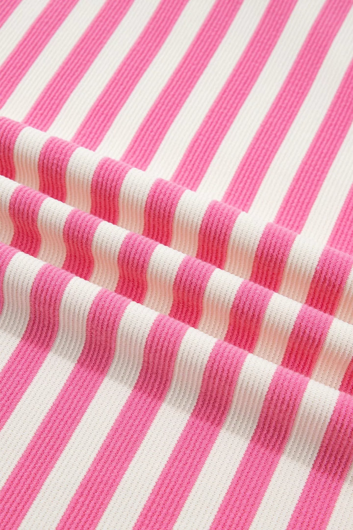 Stripe Contrast Patchwork Short Sleeve Loose Tee