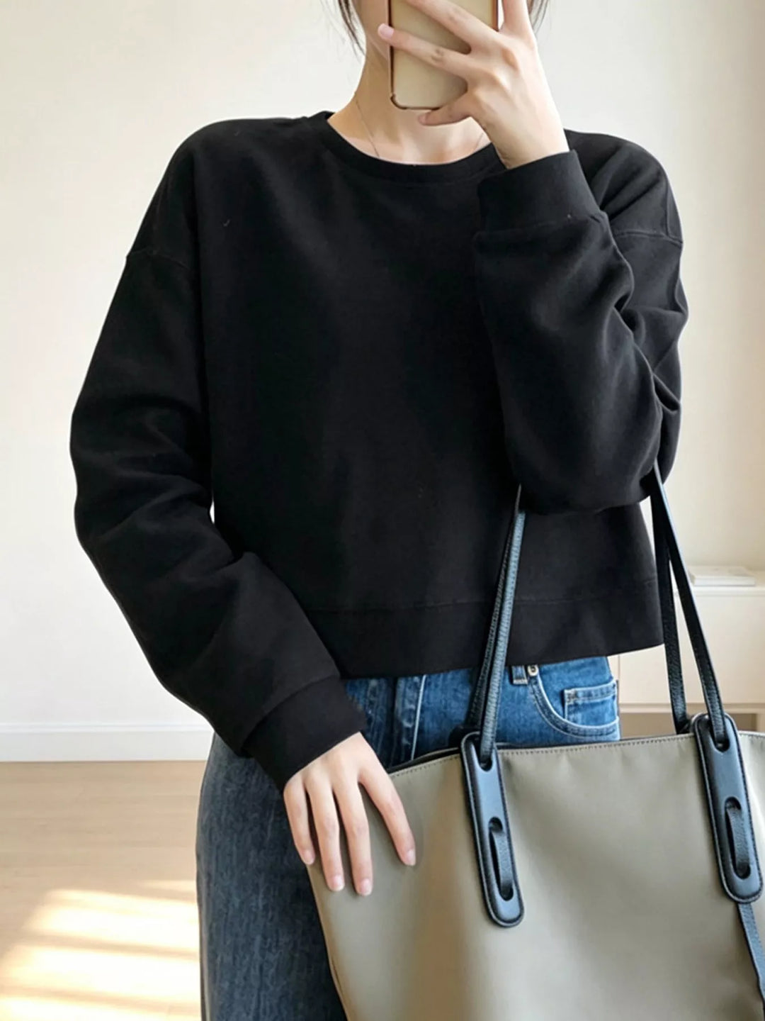 Crew Neck  Drop Shoulder Sweatshirt