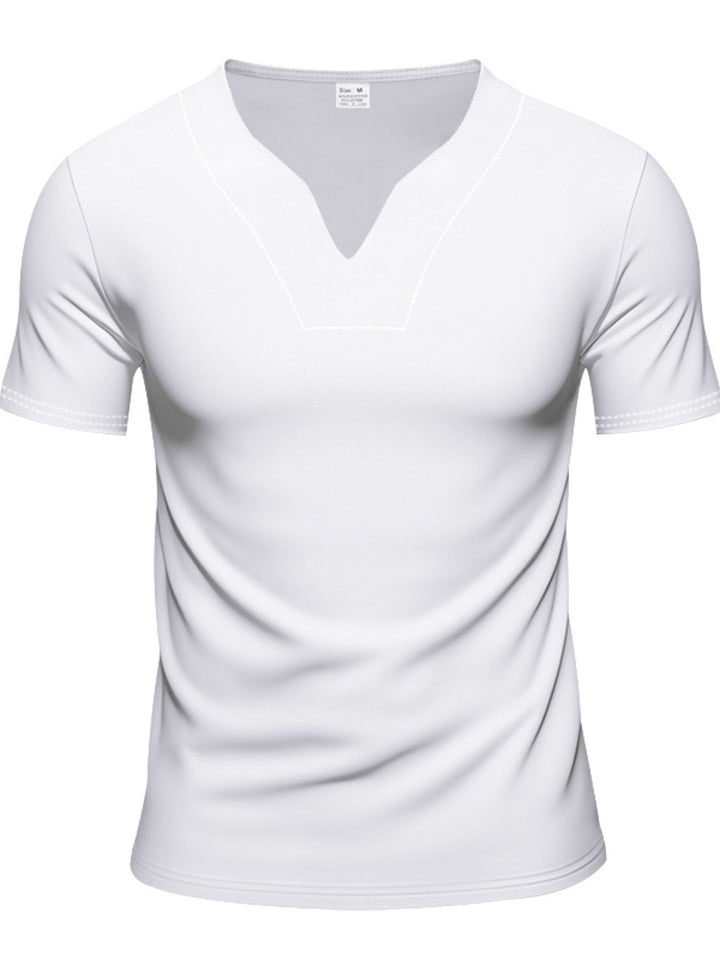 Men's Full Size V-Neck Short Sleeve T-Shirt and Shorts Set Plus Size