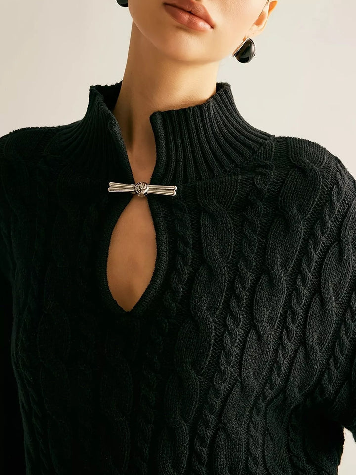 Keyhole Cable-Knit Sweater