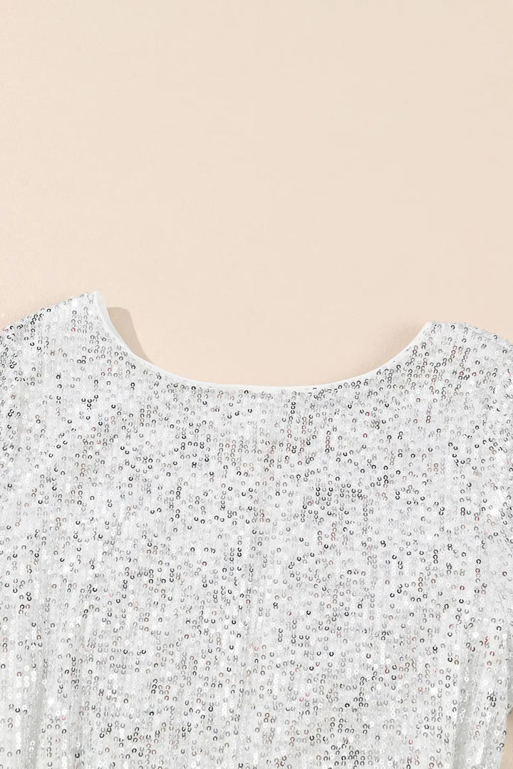 Sequin Tie Front T-Shirt Dress