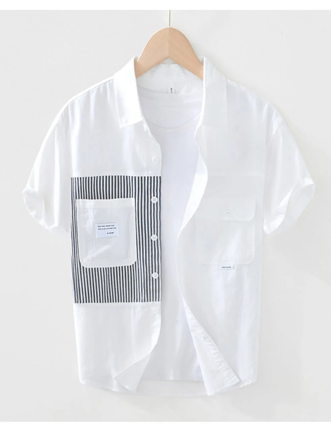 Men's Striped Button Front Short Sleeve Shirt