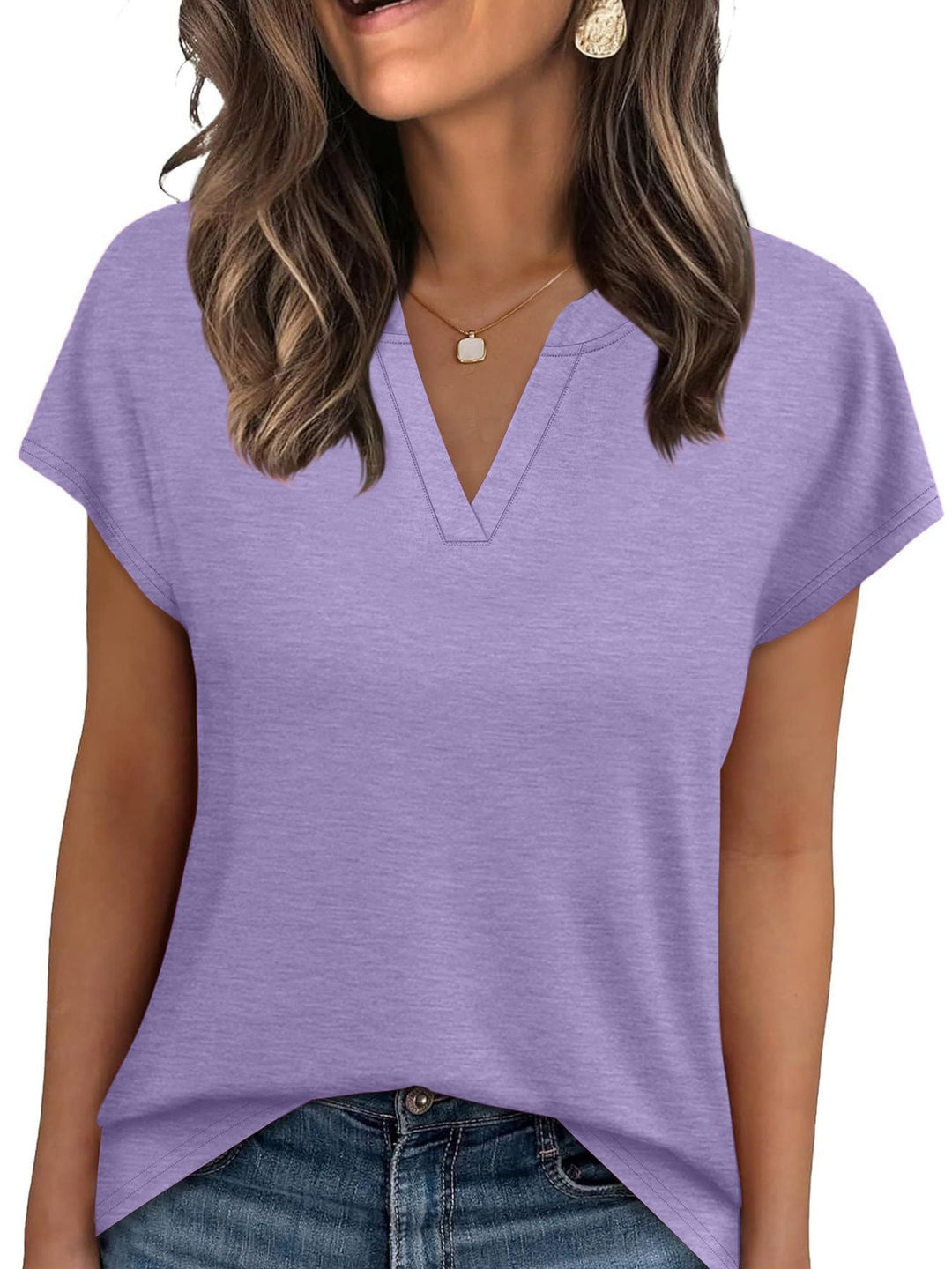 Notched Short Sleeve T-Shirt