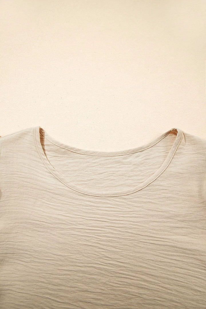 Solid Color Ruffled Short Sleeve Casual Blouse