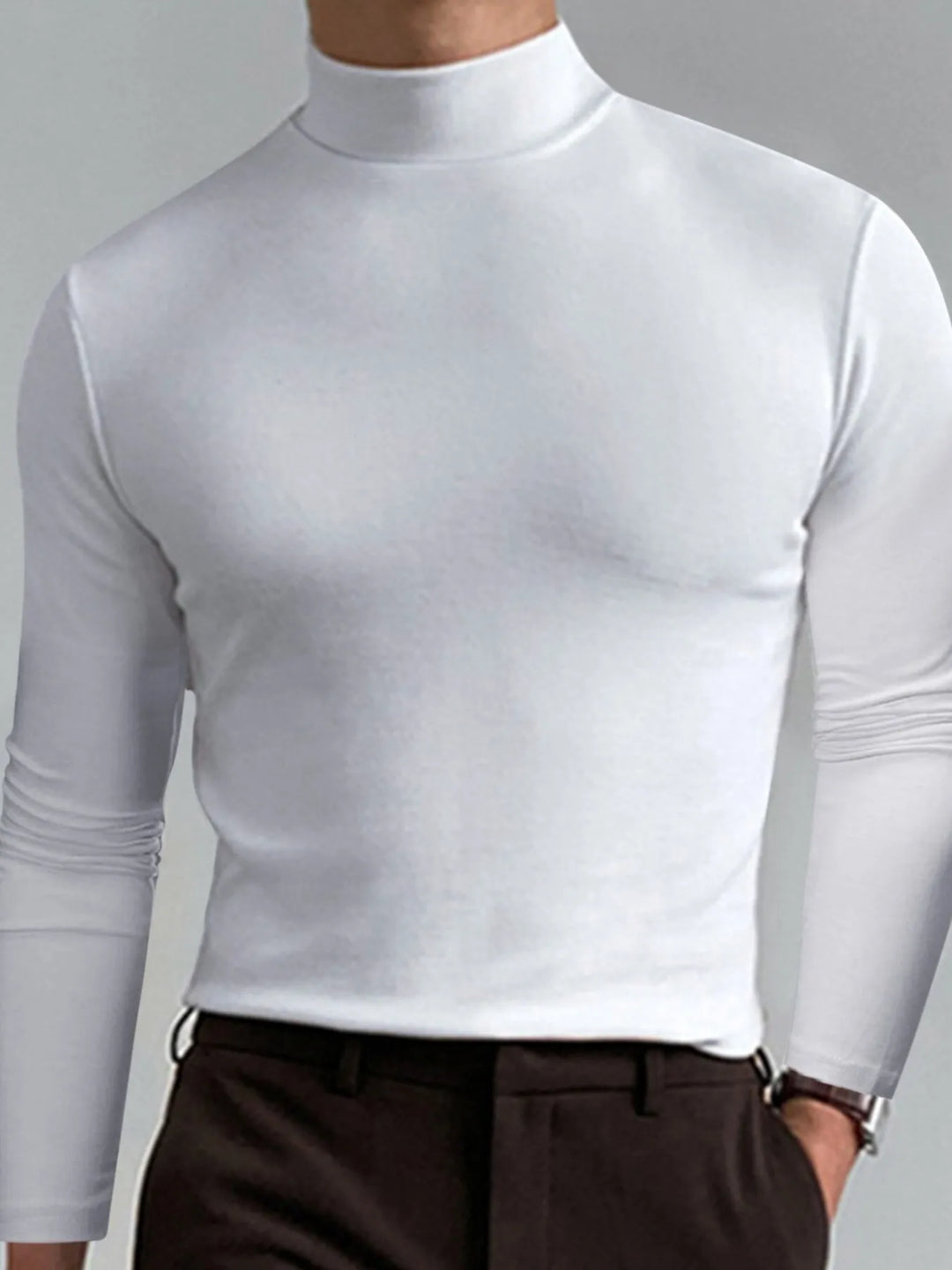 Men's Full Size Turtleneck Long Sleeve T-Shirt Plus Size