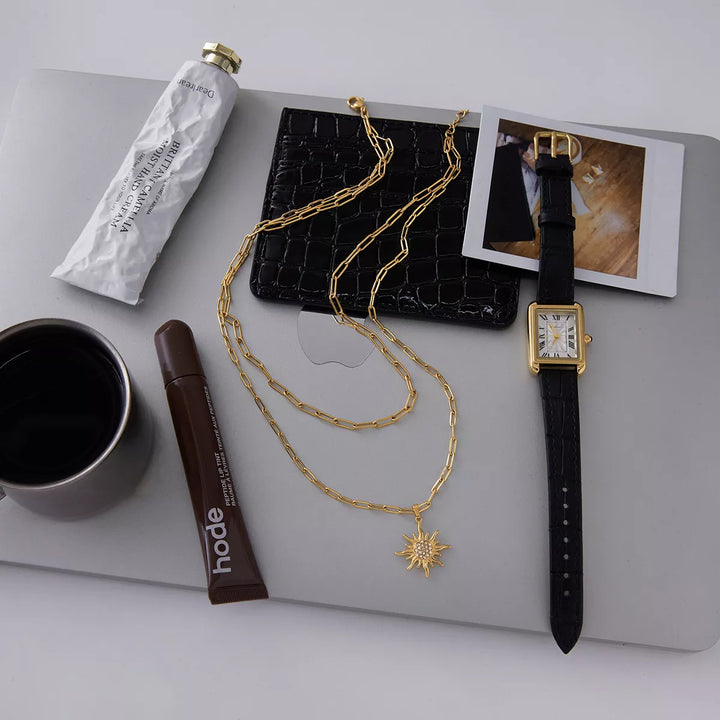 18K Gold-Plated Double Layered Pendant Necklace