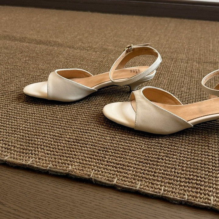 2026 Summer New Women Gentle Retro Sandals, Minimalist Fashion Comfort Kitten Heel Elegant Daily Commute Shoes, Green