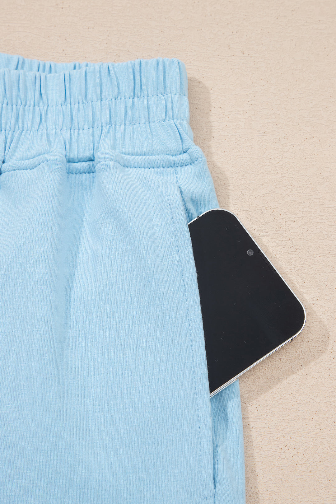 Beau Blue Solid Color Cropped Tank Top and Jogger Pants Set
