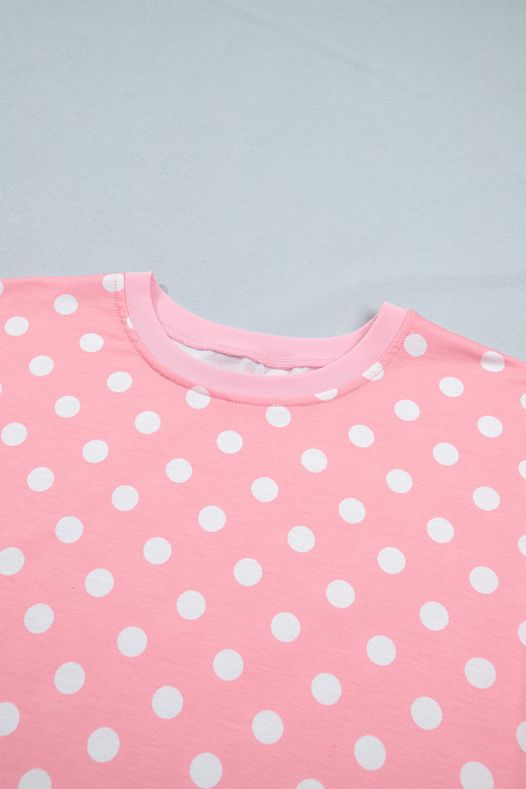 Pink Polka Dot Oversized Top Drawstring Short Set