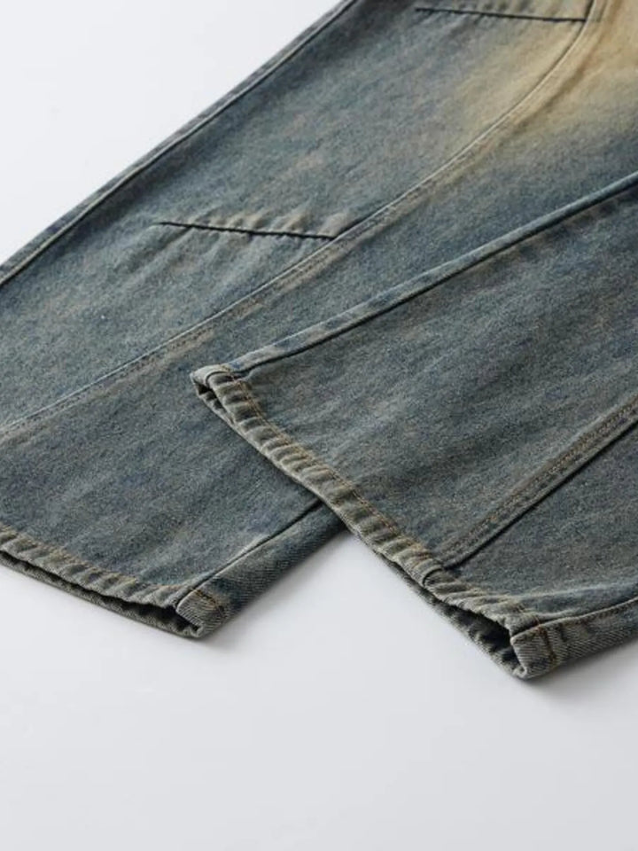Men's Full Size Washed Cargo Wide Leg Jeans Plus Size