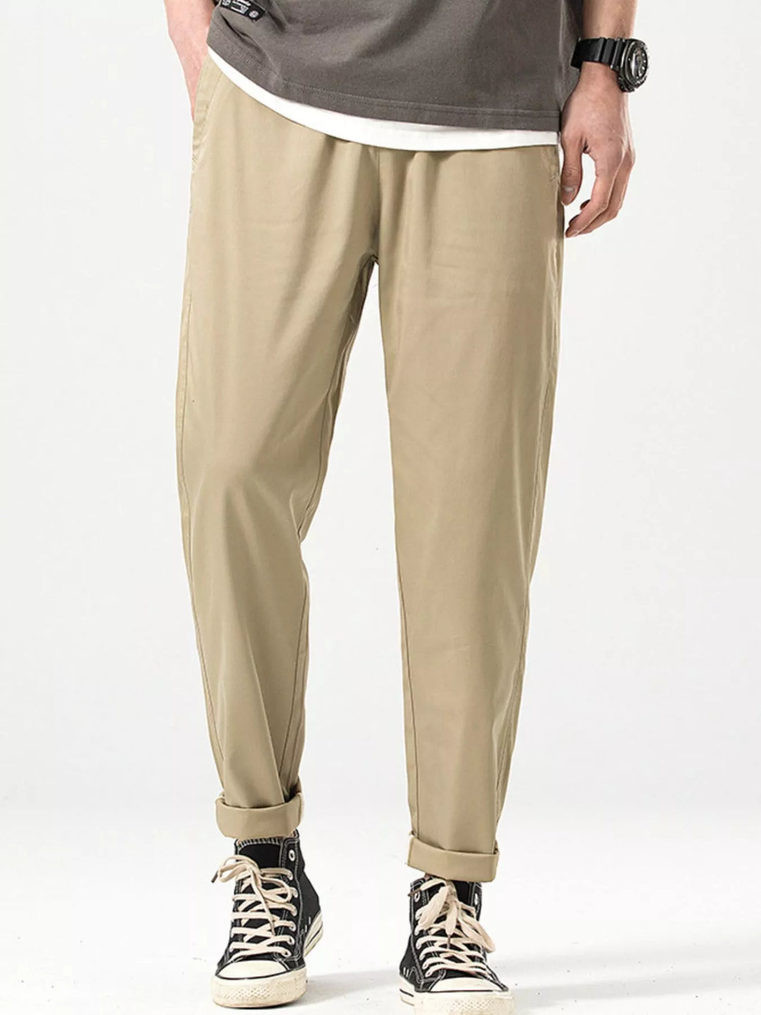 Men's Casual Straight-Leg Cropped Pants