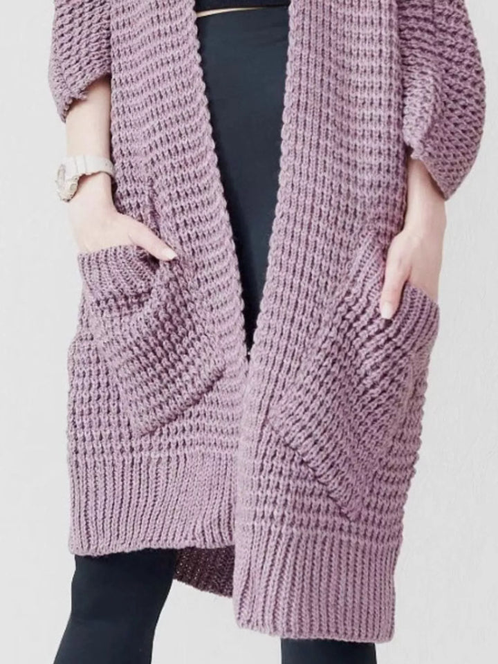 Full Size Chunky Knit Open Front Cardigan Plus Size