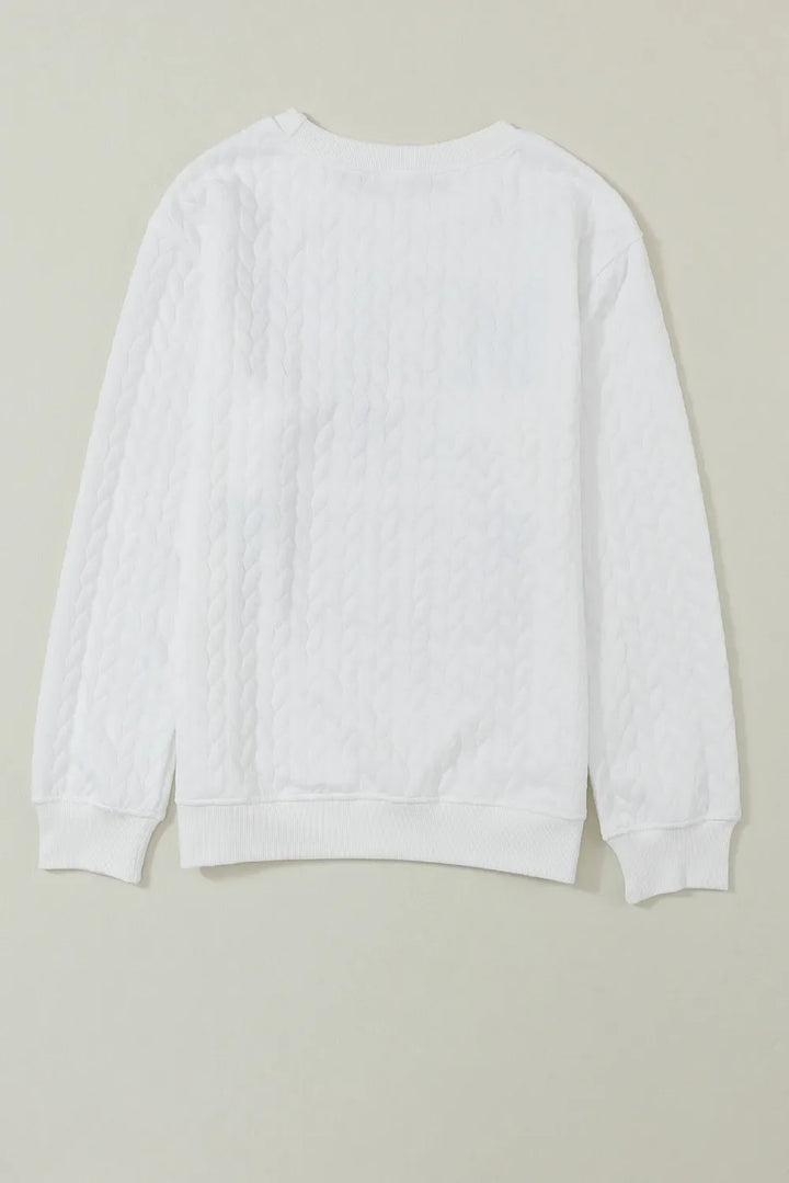 Full Size MERRY AND BRIGHT Cable Knit Pullover Sweatshirt