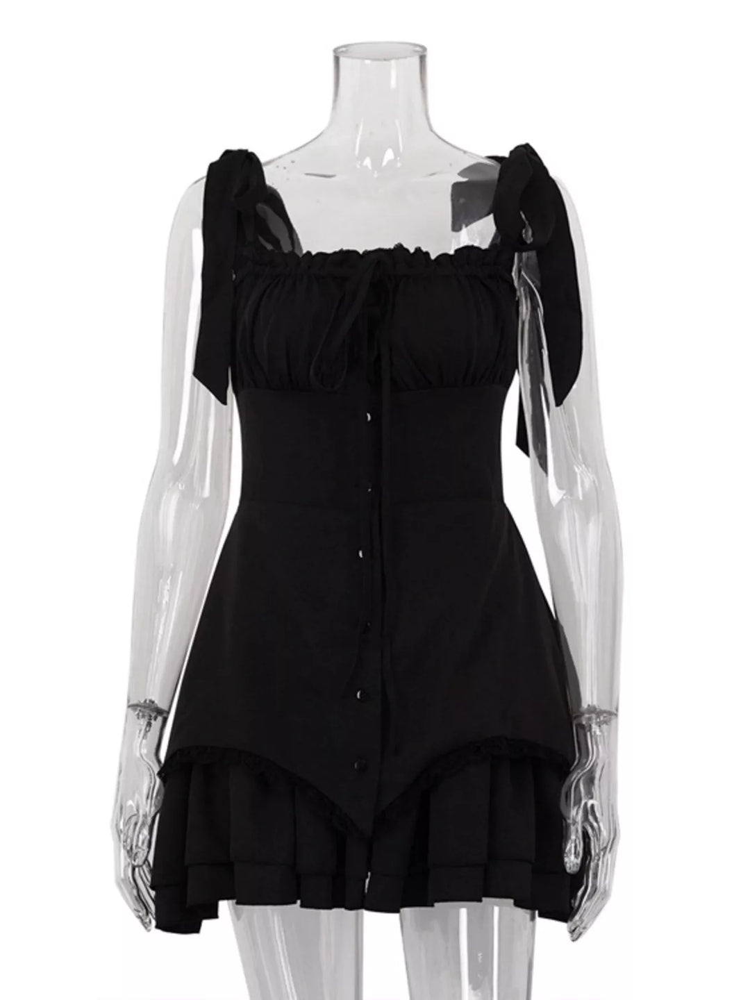 Tie-Shoulder Ruffled Mini Dress