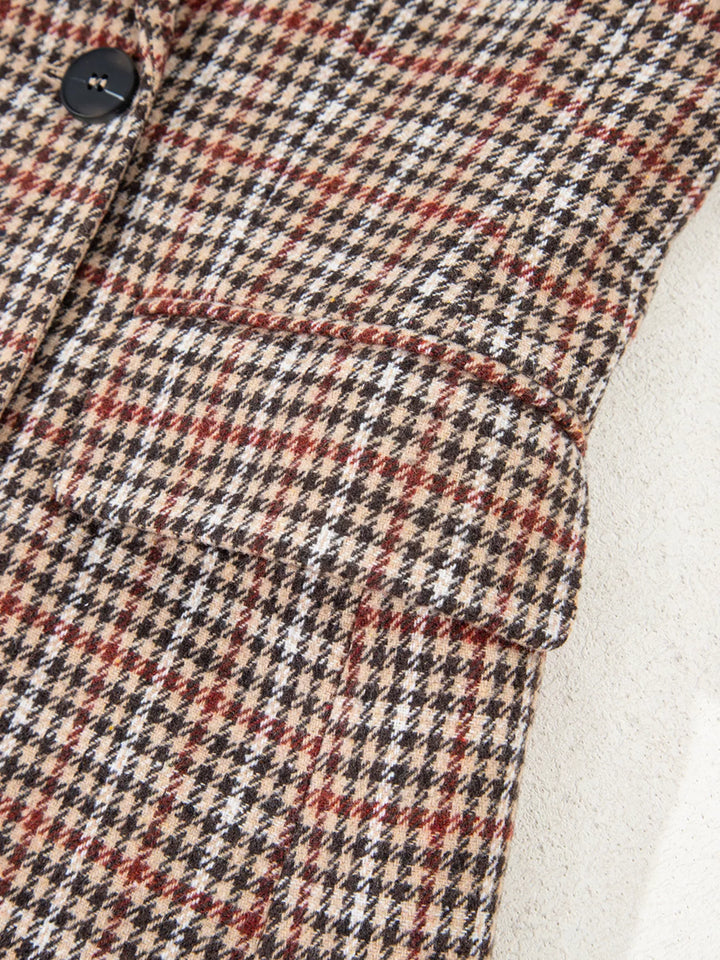 Houndstooth Lapel Collar Blazer