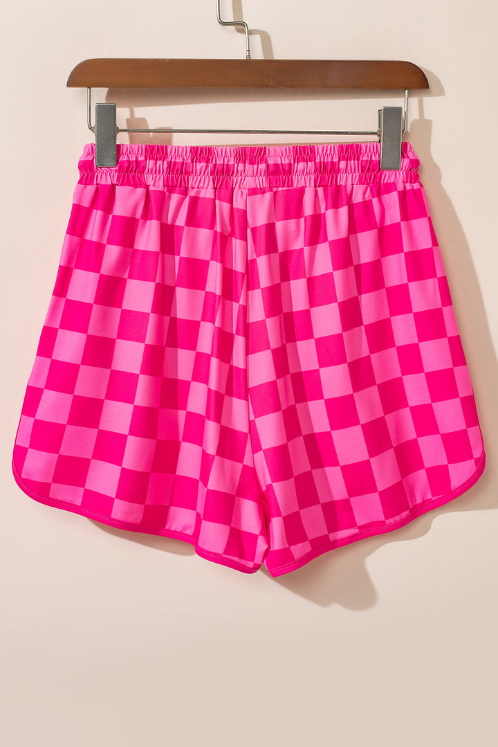 Black and White Checkered Shorts Womens - Drawstring Checkered Shorts with Pockets