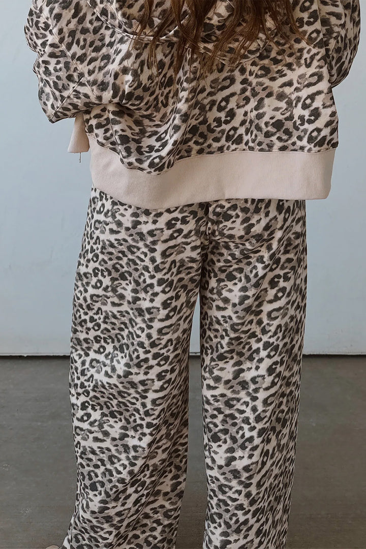 Multicolour Leopard Print Wide Leg Full Length Pants