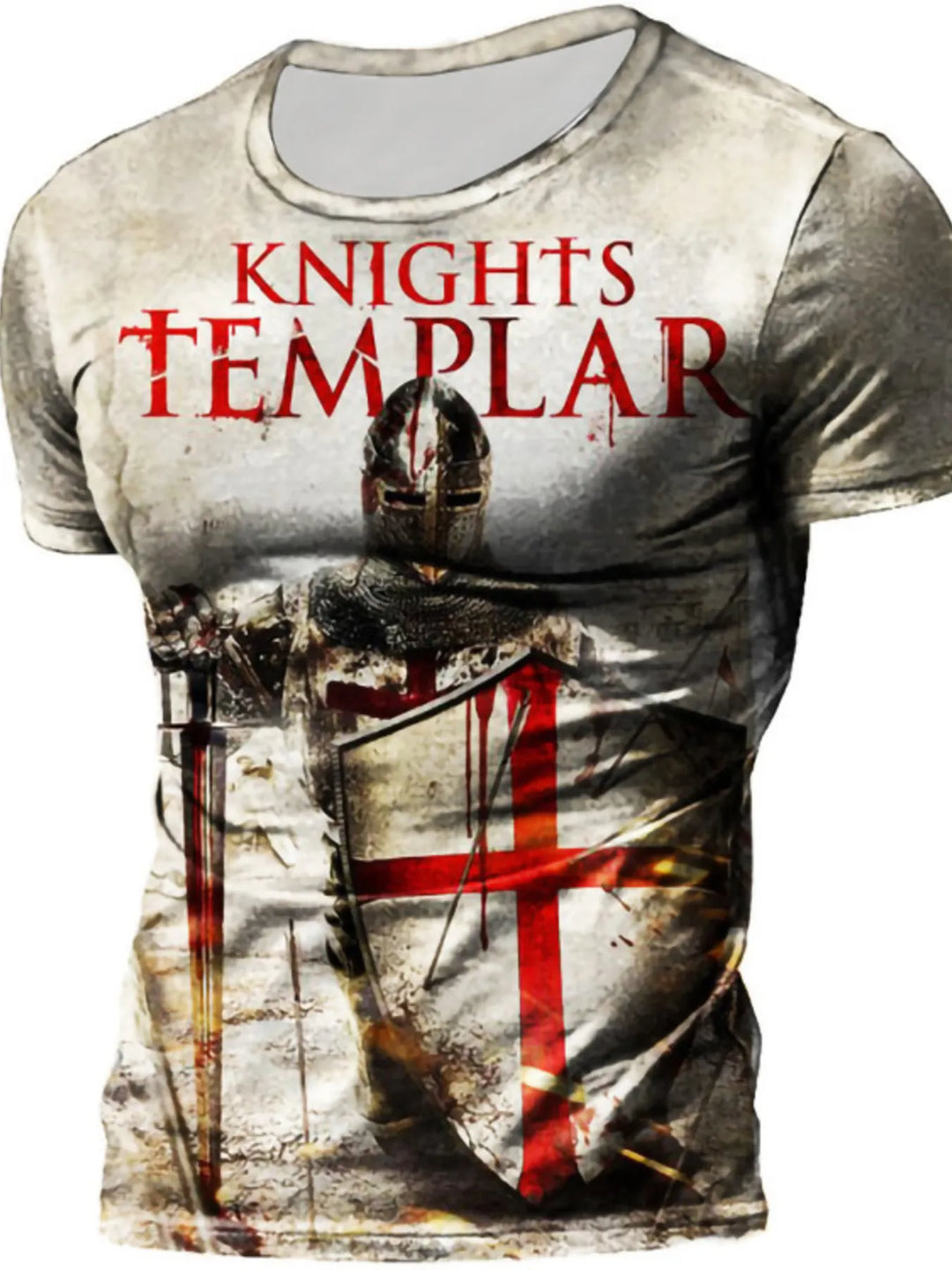 Men's Full Size Printed Round Neck T-Shirt Plus Size