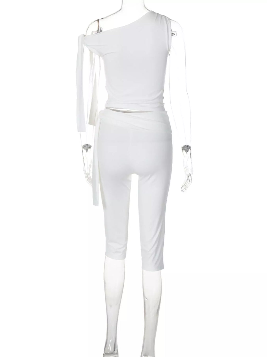 Tied One Shoulder Top and Capris Set