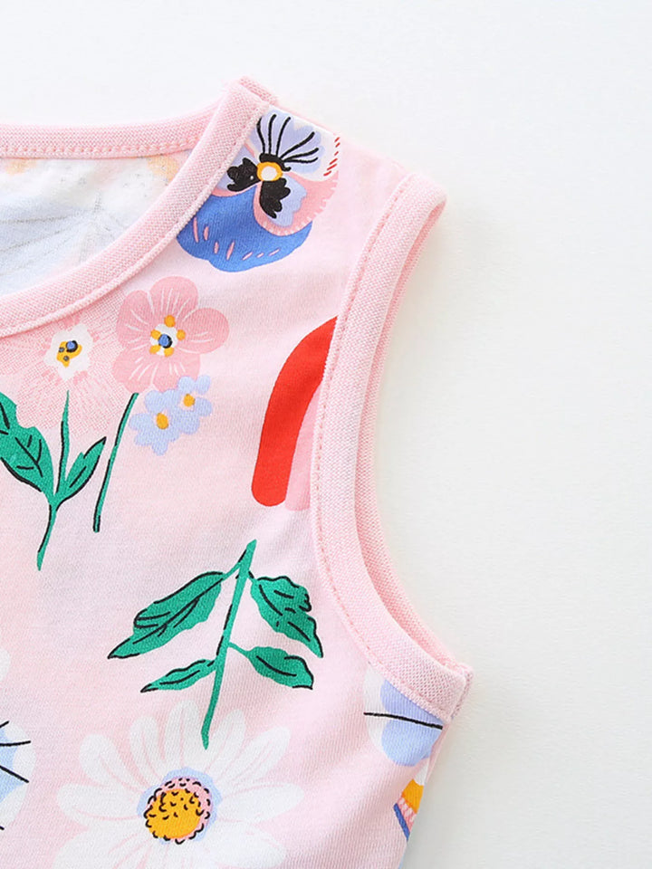 Children's Butterfly and Rainbow Print Sleeveless Dress