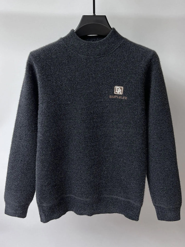 Men's Plus Size Ribbed Hem Long Sleeve Sweater