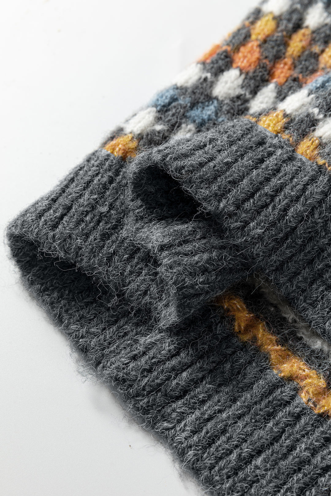 Gray Dotty Pattern Knit Button Front V Neck Sweater Cardigan