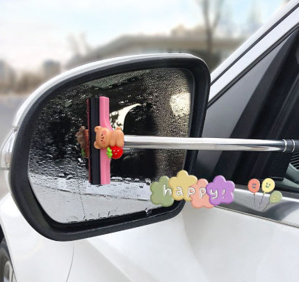 Car Rearview Mirror Wiper Retractable Portable Rainy Cleaning Supplies Rearview Mirror Water Remover Glass Rain Cleaning Tool