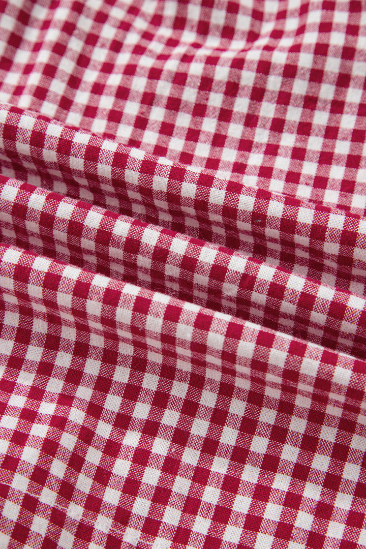 Red Contrast Trim Plaid Print Plus Size Shorts