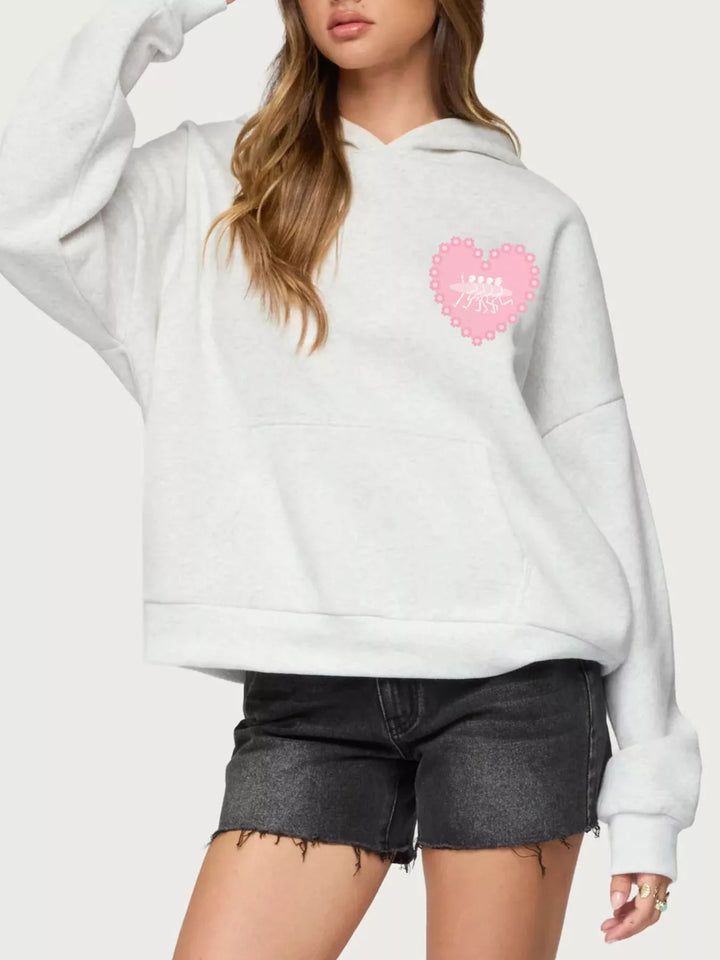 Drop Shoulder Graphic Hoodie with Kangaroo Pocket