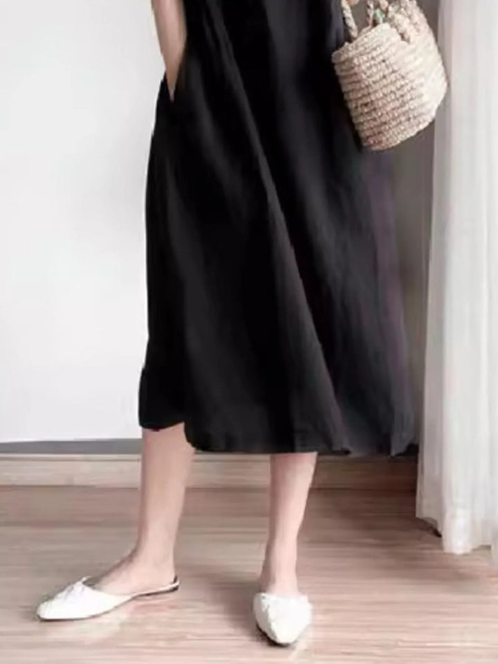 Full Size Casual Round Neck Midi Dress Plus Size