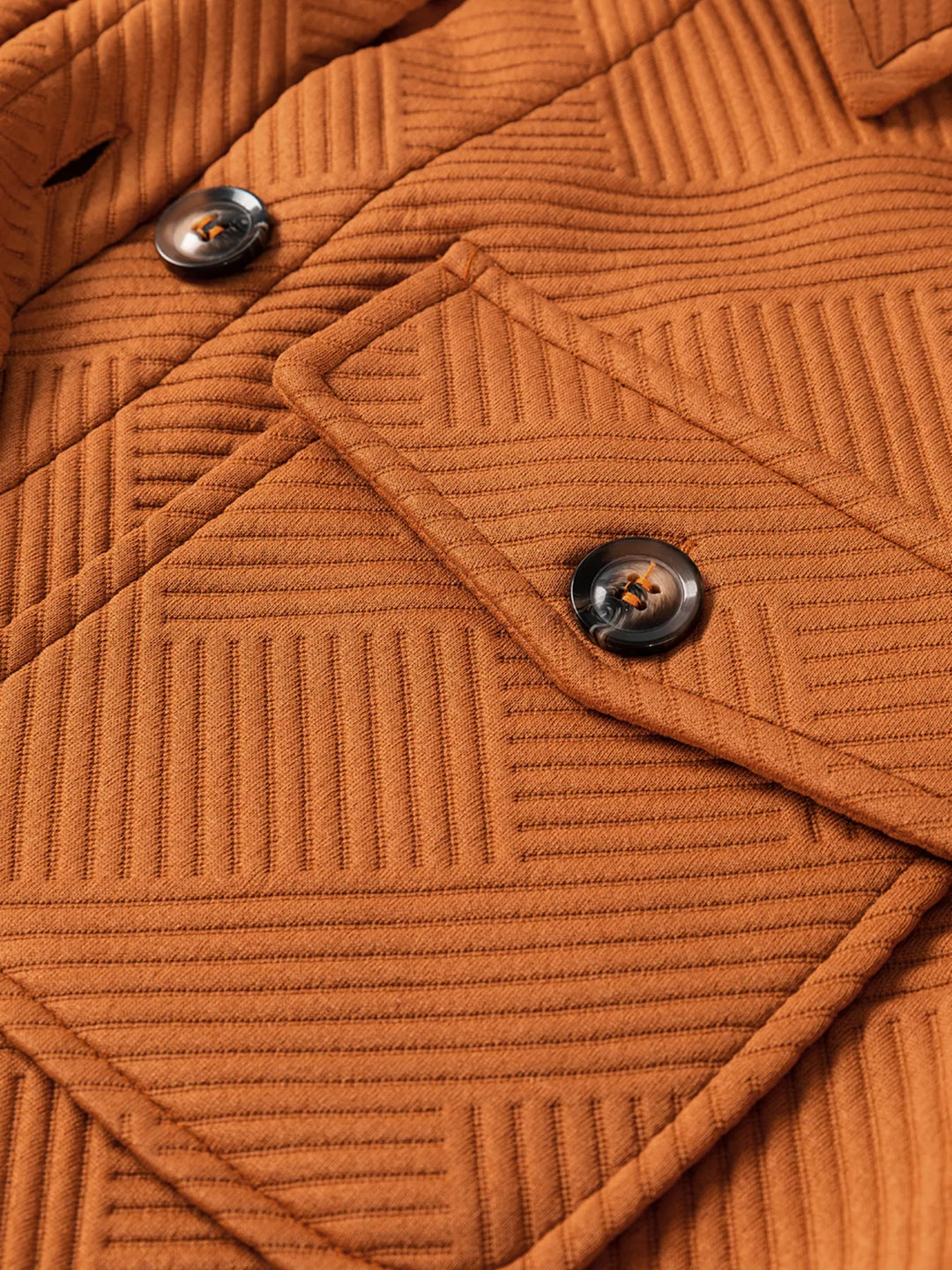 Textured Collared Drop Shoulder Buttoned Front Coat